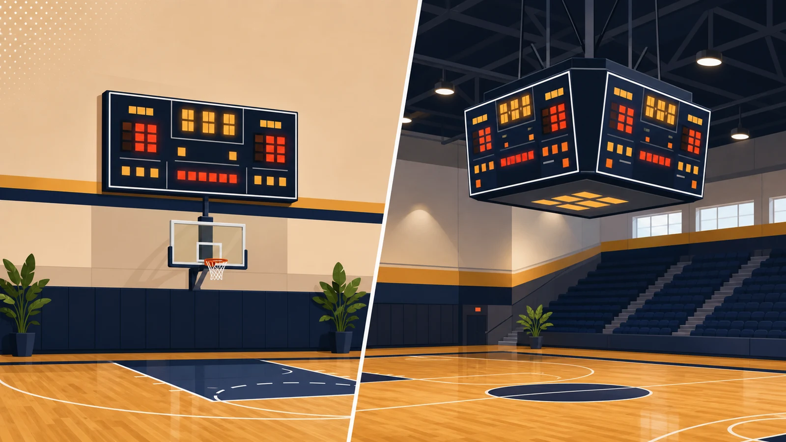 Wall-Mount vs Center-Hung Basketball Scoreboards: Which Fits Your Gym